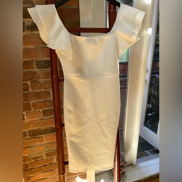 BOOHOO - BONDED SCUBA RUFFLE SLEEVE MIDI DRESS - Picture 5 of 7